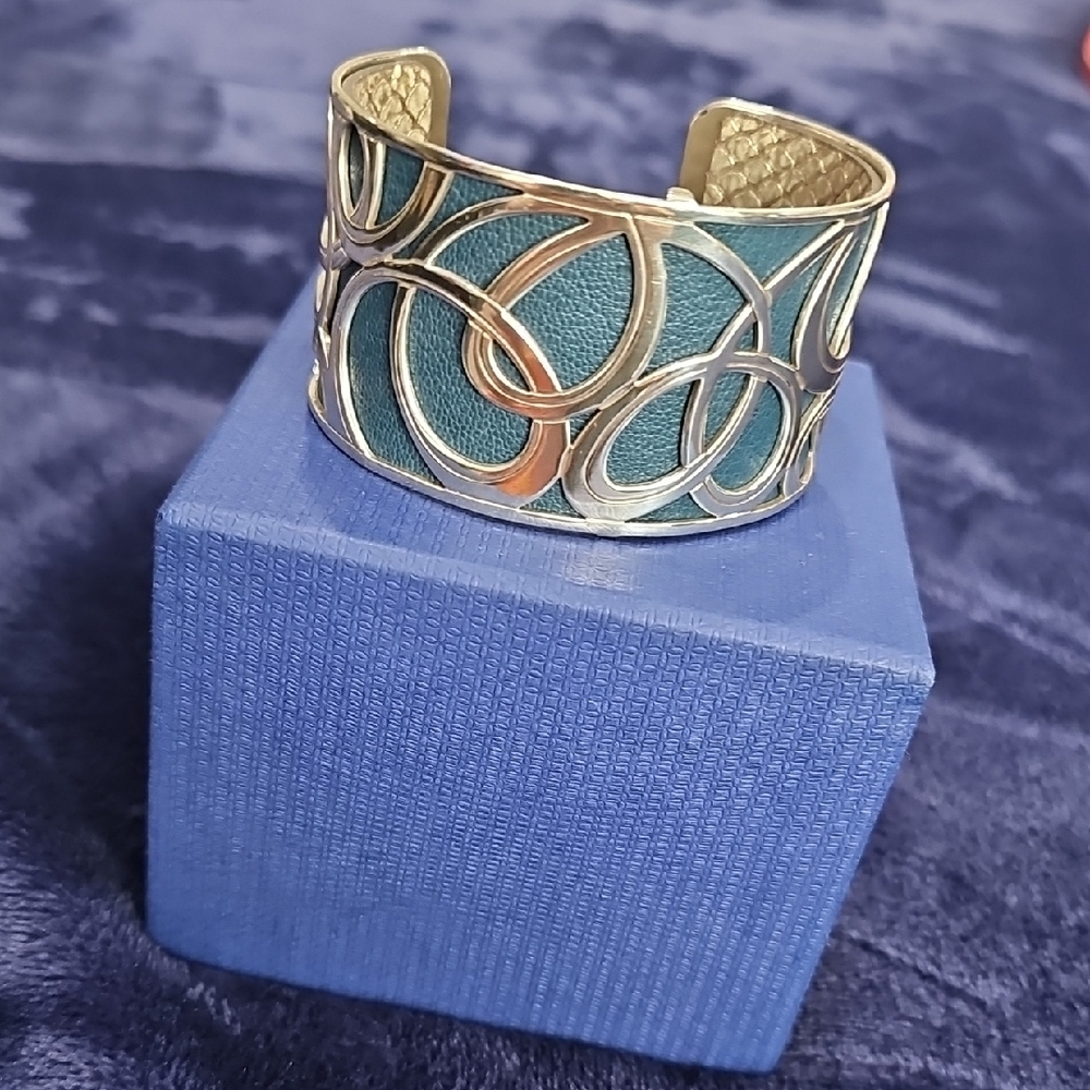 Brighton Gold and Silver Cuff Bracelet with Artistic Design